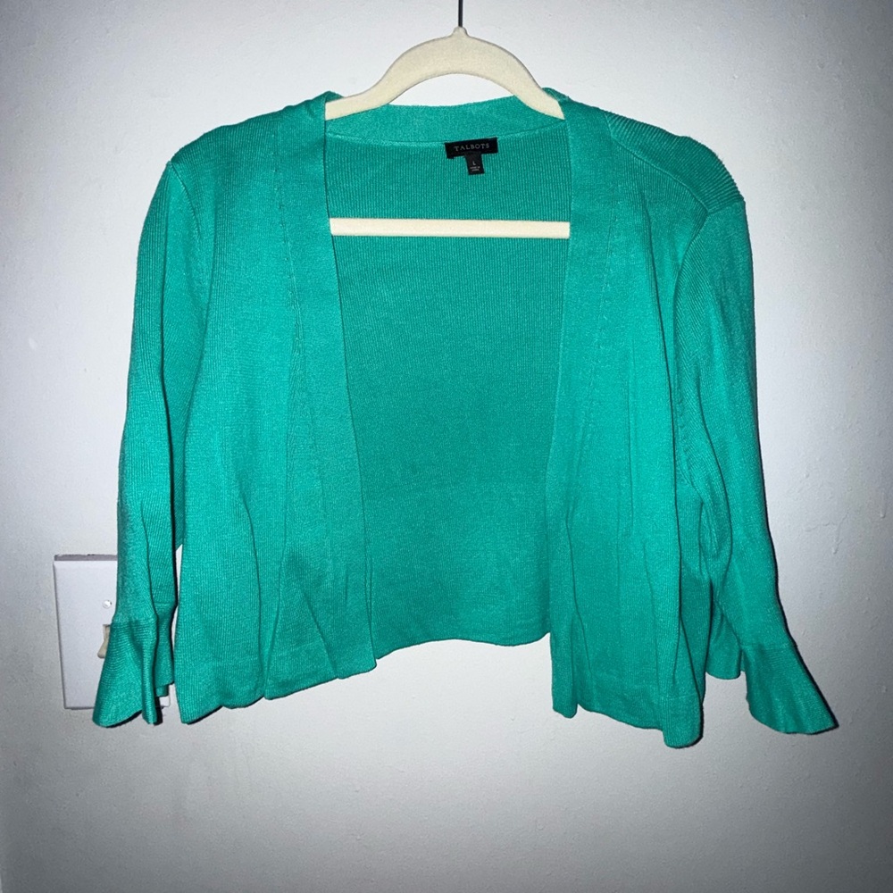 Talbots Vibrant Green Open-Front Cardigan